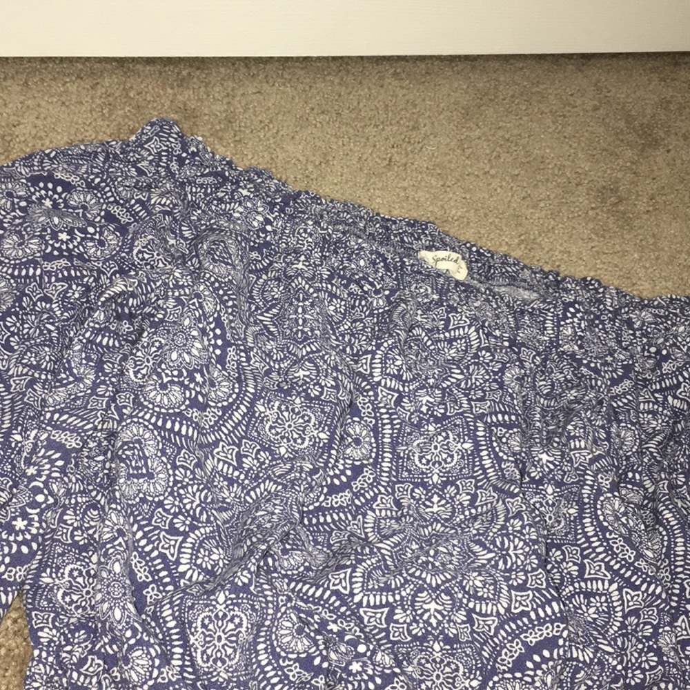 Blue Off shoulder crop top